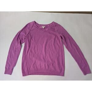 Sonoma Sweater Women's Size M Light Purple Long Sleeve Cable‎ knit V -Neck